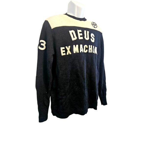 Deus Ex Machina Moto X Knit Crew Sweater - Black /Cream Size M - Picture 5 of 11